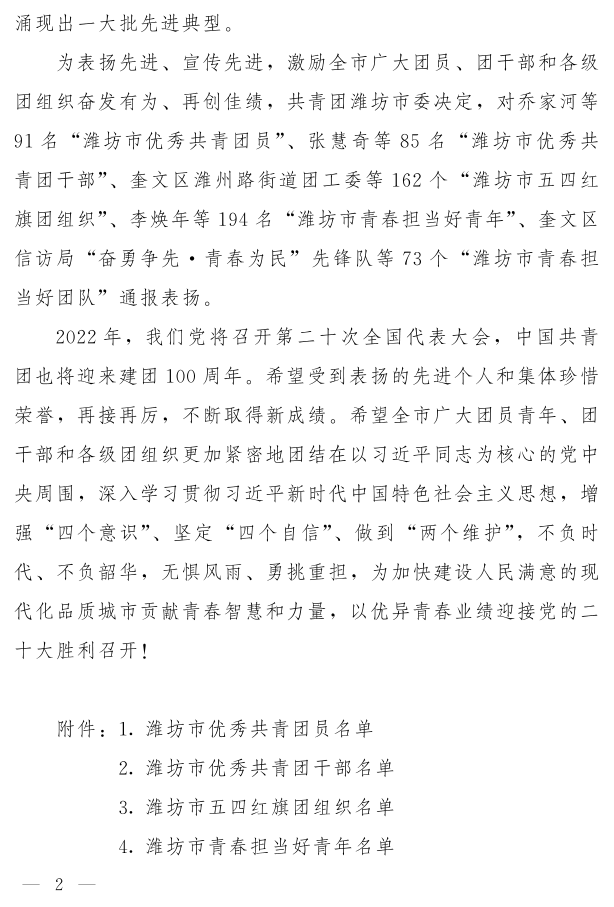 濰團發(fā)【2022】11號--關(guān)于表揚2021年度“濰坊市**共青團員”“濰坊市**共青團干部”“濰坊市五四紅旗團組織”“濰坊市青春擔(dān)當好青年_2.png
